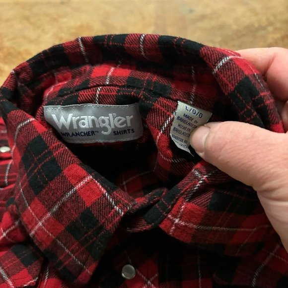 Wrangler Wrancher Mens Western Large Flannel Pearl Snap Long Sleeve Shirt - Picture 3 of 5